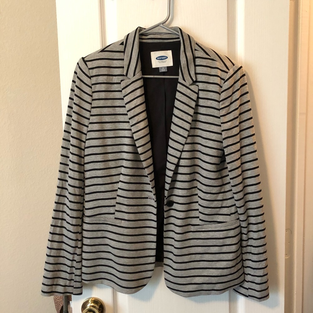 Gray and black striped blazer